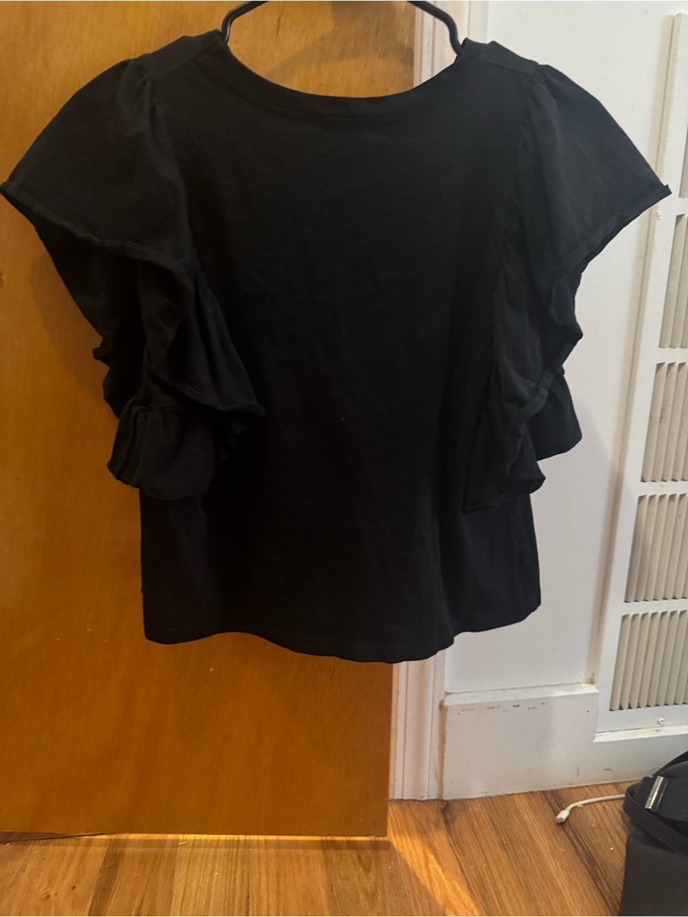 Zara Size M Black Ruffle Sleeve Women's Top - Picture 3 of 4